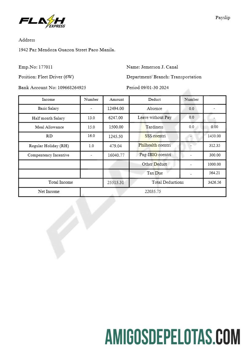 Para download Modelo de recibo de pagamento da Flash Express Co. em formatos Word e PDF.pdf, 2